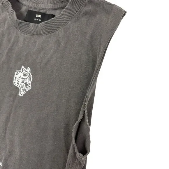 Darc Sport SHE 203/500 Death Moth Cropped Muscle Tank Top Women Small Oversized - Picture 5 of 14